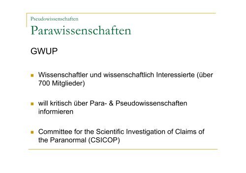 Pseudo-Wissenschaften