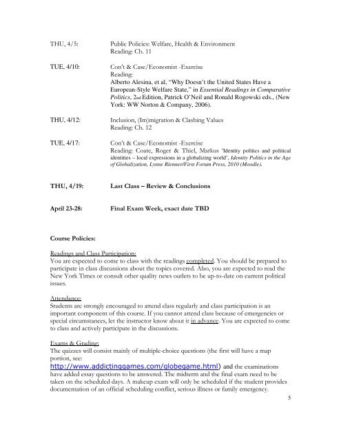 CPO 3010 Comparative Politics: Theory & Practice - Florida ...