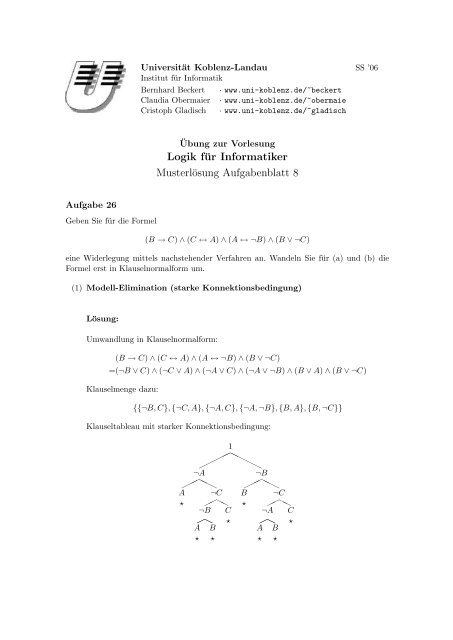 Lösungen zu Blatt 8