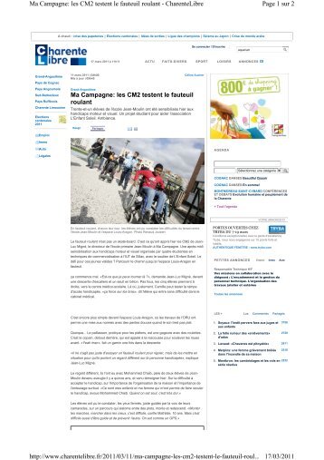 Ma Campagne: les CM2 testent le fauteuil roulant ... - IUT Angoulême