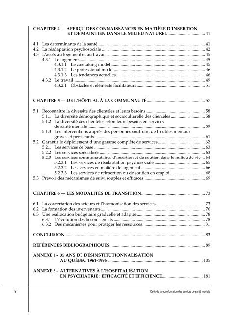 DE LA RECONFIGURATION DES SERVICES DE SANTÉ MENTALE ...