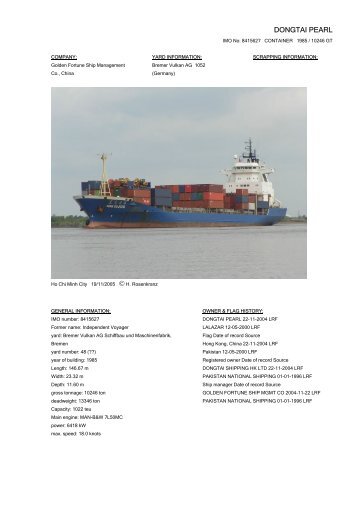 DONGTAI PEARL - Cargo Vessels International