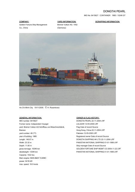 DONGTAI PEARL - Cargo Vessels International