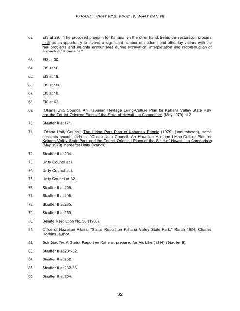 Kahana: what was, what is, what can be. - Legislative Reference ...