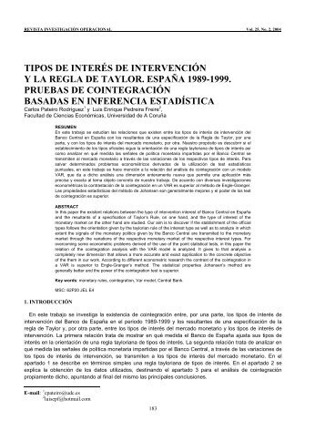 tipos de interés de intervención y la regla de taylor. españa 1989 ...