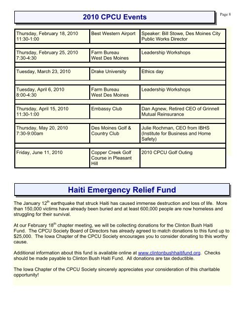 February, 2010 - Iowa CPCU Society Chapter