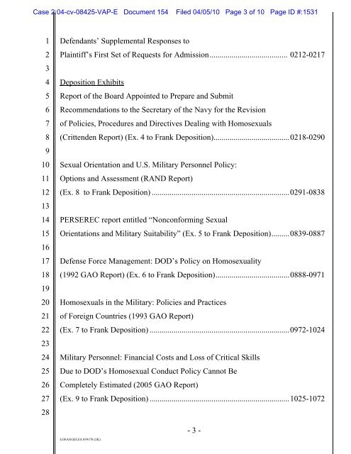 Appendix of Evidence in Support of LCR - The DADT Digital Archive