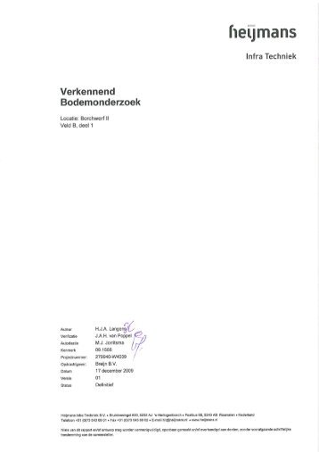 Verkennend bodemonderzoek Veld B - Gemeente Roosendaal