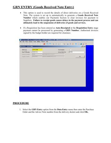 GRN ENTRY (Goods Received Note Entry)