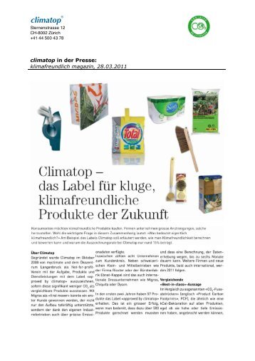 das Label für kluge, klimafreundliche Produkte der Zukunft - Climatop