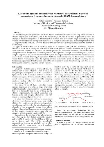 Kinetics and dynamics of unimolecular reactions of alkoxy radicals ...