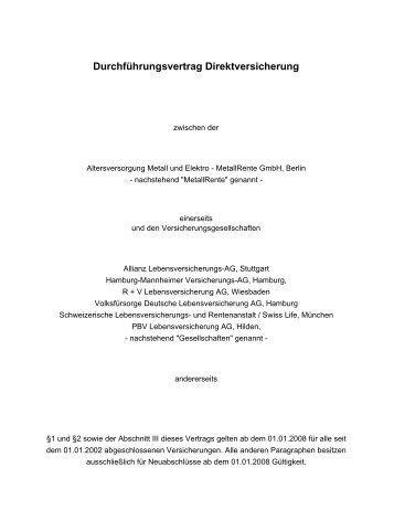 Durchführungsvertrag Direktversicherung - R+V Versicherung