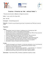 Programme formation + devis - TMS PAMAL - Kiné Ouest Prévention