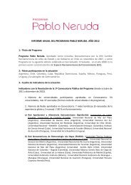 INFORME ANUAL DEL PROGRAMA PABLO NERUDA. AÑO 2012