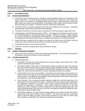 Kitchen Hood Fire Control Panel - Denver Public Schools