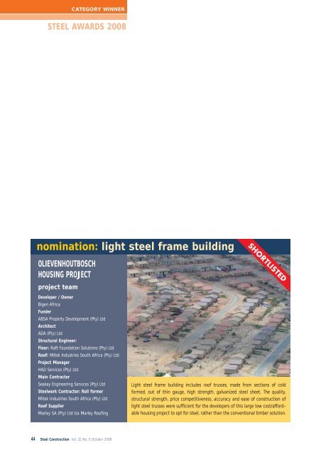nomination: light steel frame building - saisc