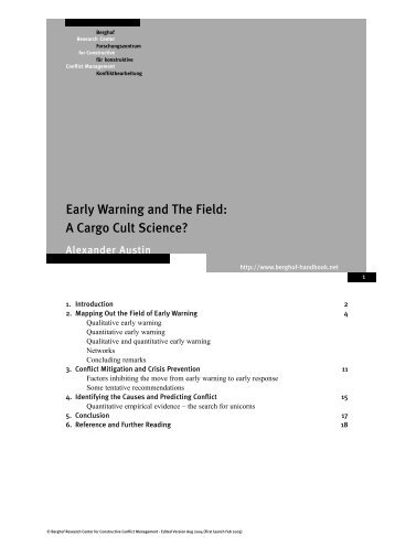 Early Warning and The Field - Berghof Handbook for Conflict ...