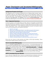 Paper Checkpoint and Annotated Bibliography - KsuWeb ...