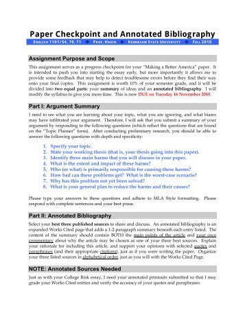 Psy 101 outline and annotated bibliography template