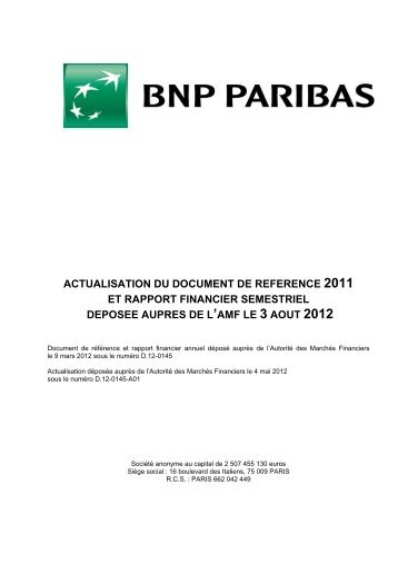 Actualisation du document de référence - BNP Paribas