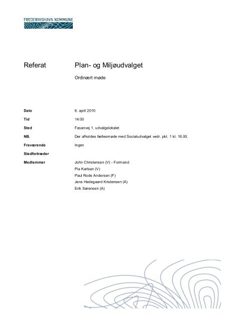 2010-04-06 Plan- og Miljøudvalget åbent referat.pdf - Frederikshavn ...