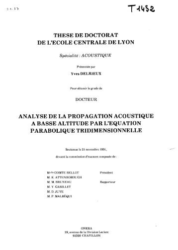 Analyse de la propagation acoustique à bassealtitude par équation ...