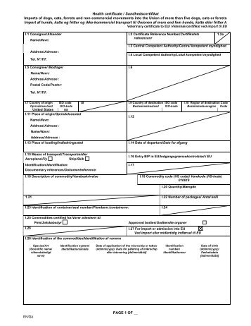 VETERINARY CERTIFICATE FOR ANIMAL PRODUCTS ... - aphis