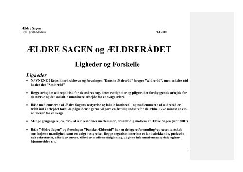 Forskelle og ligheder mellem ældreråd og Ældre Sagen