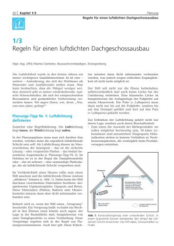 1/3 Regeln für einen luftdichten Dachgeschossausbau