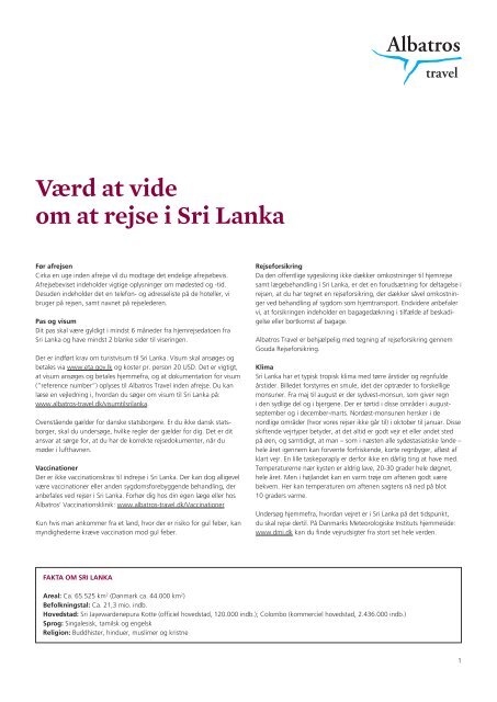 Værd at vide om at rejse i Sri Lanka - Albatros Travel