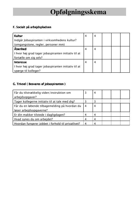 Opfølgningsskema - Jobcenter Aarhus