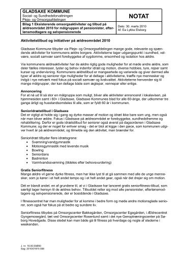 Notat vedr aktivitetstilbud på ældreområdet 2008 til - Gladsaxe ...