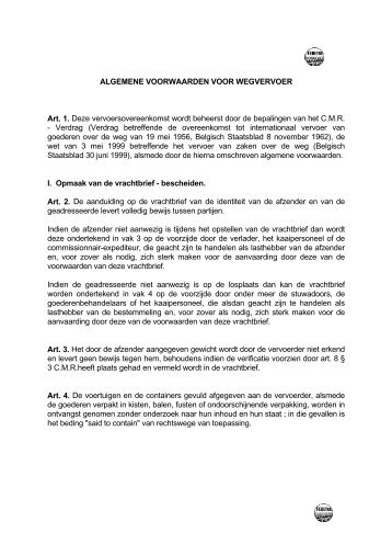 ALGEMENE VOORWAARDEN VOOR WEGVERVOER - Febetra