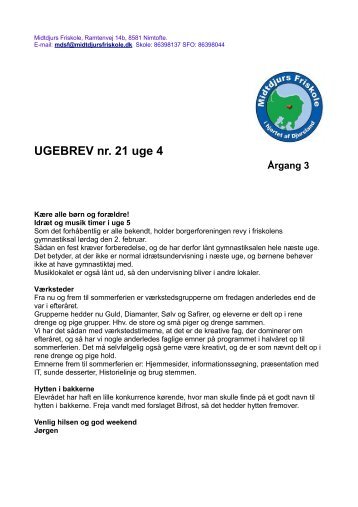 UGEBREV nr. 21 uge 4 - Midtdjurs Friskole