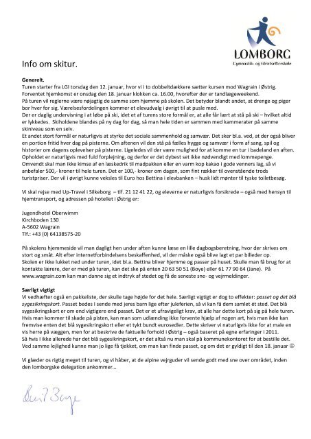 Info om skitur.