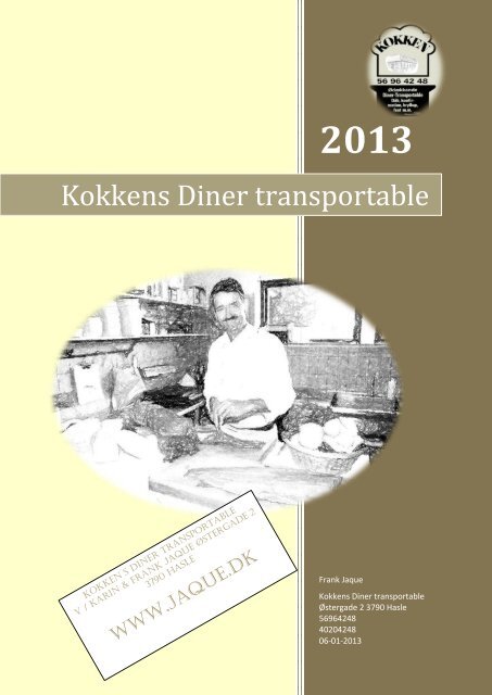 Udskriv menukort - Kokkens Diner Transportable