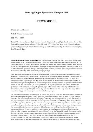 Protokoll Spørretimen 2011 - Bergen kommune