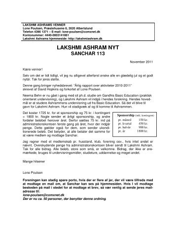 Se Sanchar 113 her. - Lakshmi Ashrams Venner