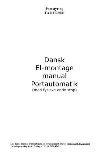 Dansk El-montage manual Portautomatik - P Schack