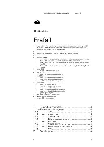 Frafall (oppdatert juli 2011) - Skatteetaten