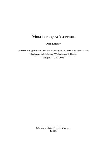 Matriser og vektorrom - Matematik