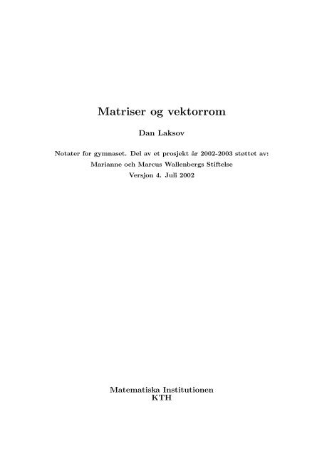 Matriser og vektorrom - Matematik