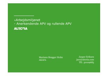 Arbejdsmiljønet - Anerkendende APV og rullende APV