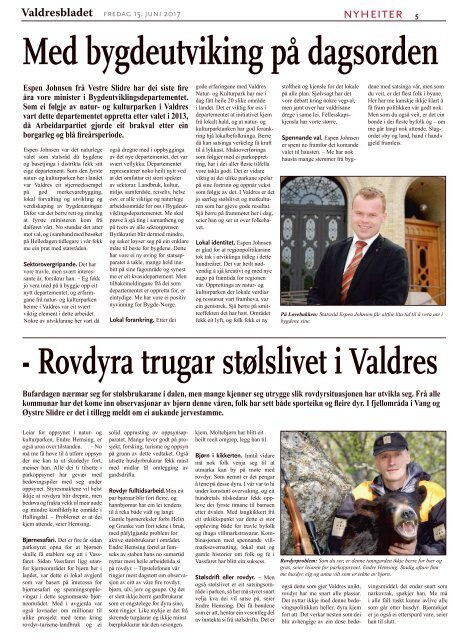 Fredag 15. juni 2017 - Valdres