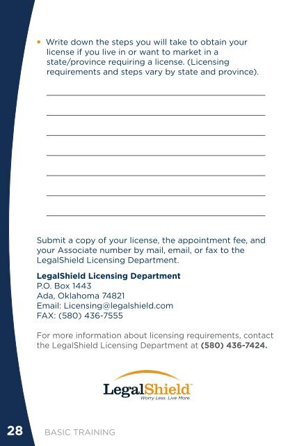 Basic Training Workbook - LegalShield