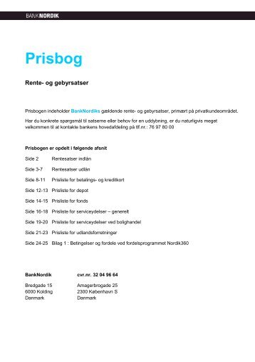 Prisbog - BankNordik