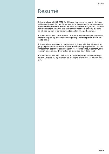 Spildevandsplan 2009-2012 - Hillerød Forsyning