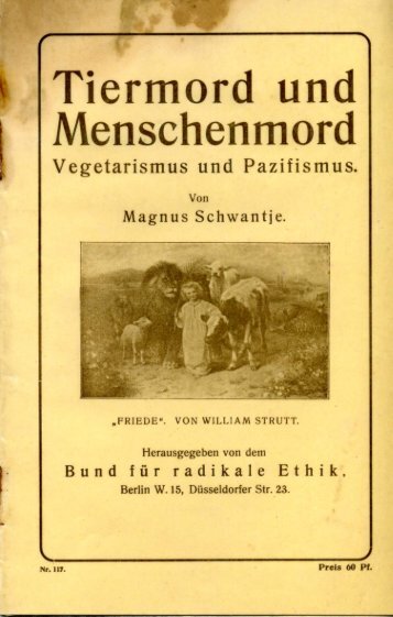 Tiermord und Menschenmord.1919 - Magnus-Schwantje-Archiv