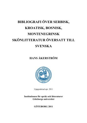 Bibliografi över bosnisk, kroatisk, montenegrinsk ... - Slaviska språk