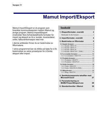 Mamut Import/Eksport